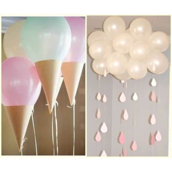 decoracion con globos decorados helados y lluvia