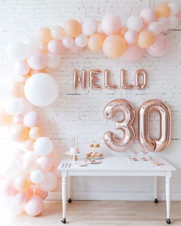decoración para cumpleaños mujer combinación de globos